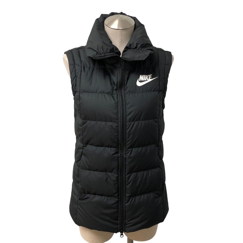 Nike Puffer Vest Womens Small Black Down Insulated Full Zip Gorpcore Streetwear